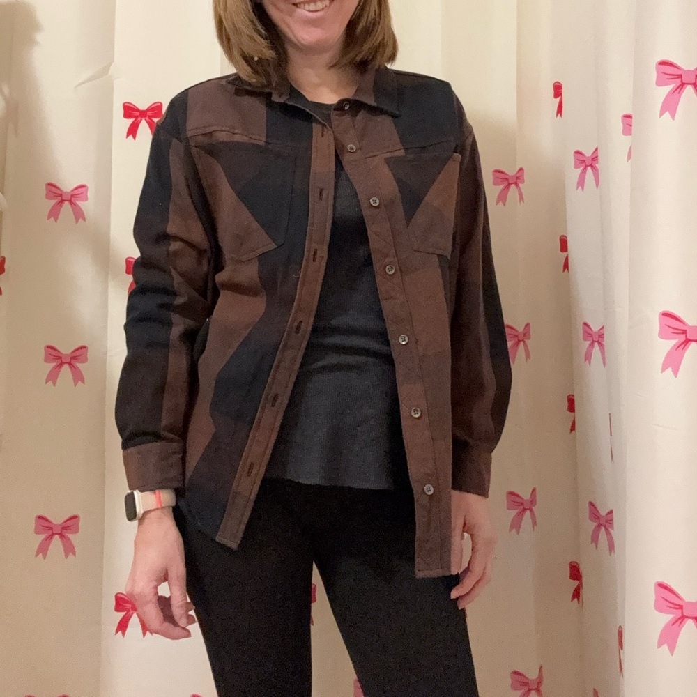 Ultra Flirt Brown and Black Plaid button down Shirt